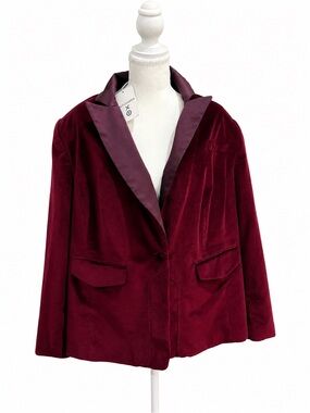 Altuzarra for Target NWT Burgundy Velvet Shawl Collar Blazer Jacket 2X